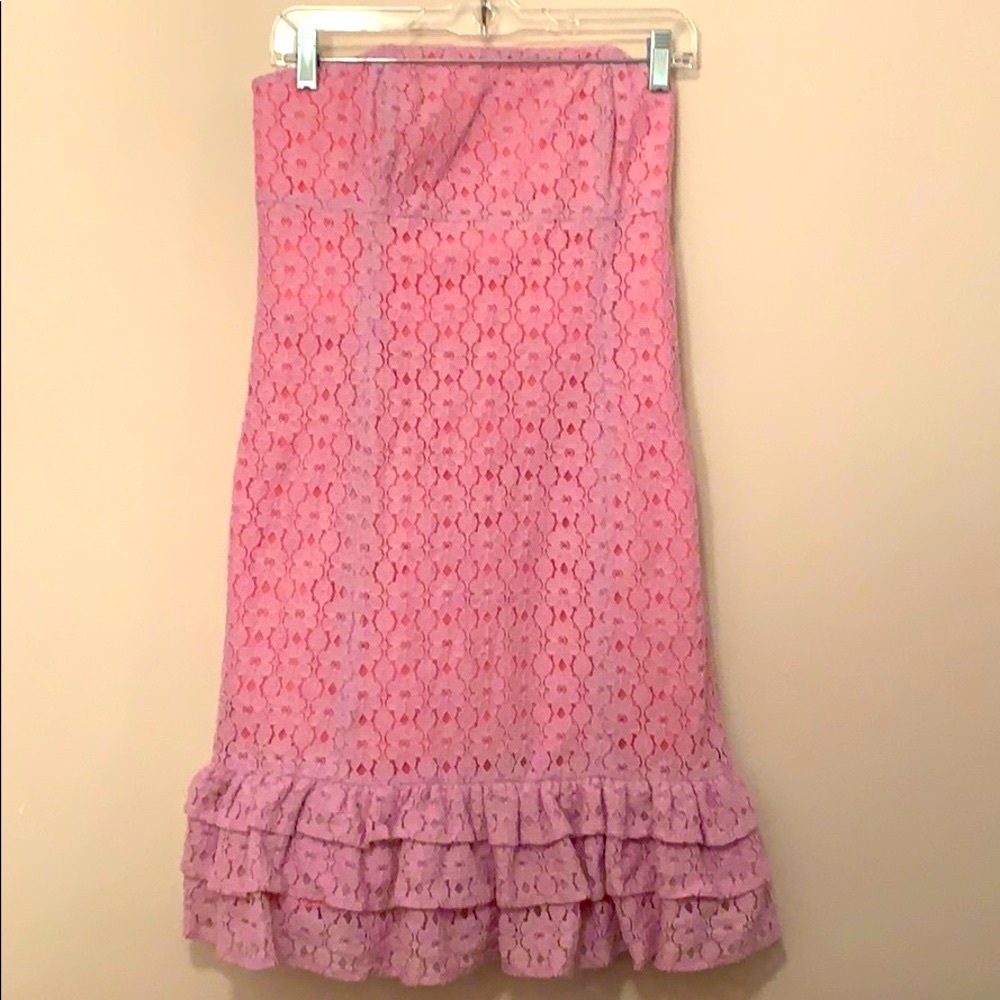 Lilly Pulitzer pink strapless lace dress size 6